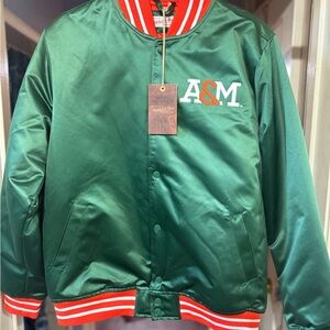 Mitchell & Ness Green Bomber Jacket with Red Accents